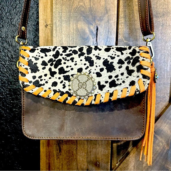 EUC Sandra Ling Speckled Hide & Brown Leather Small Bag - Picture 12 of 12